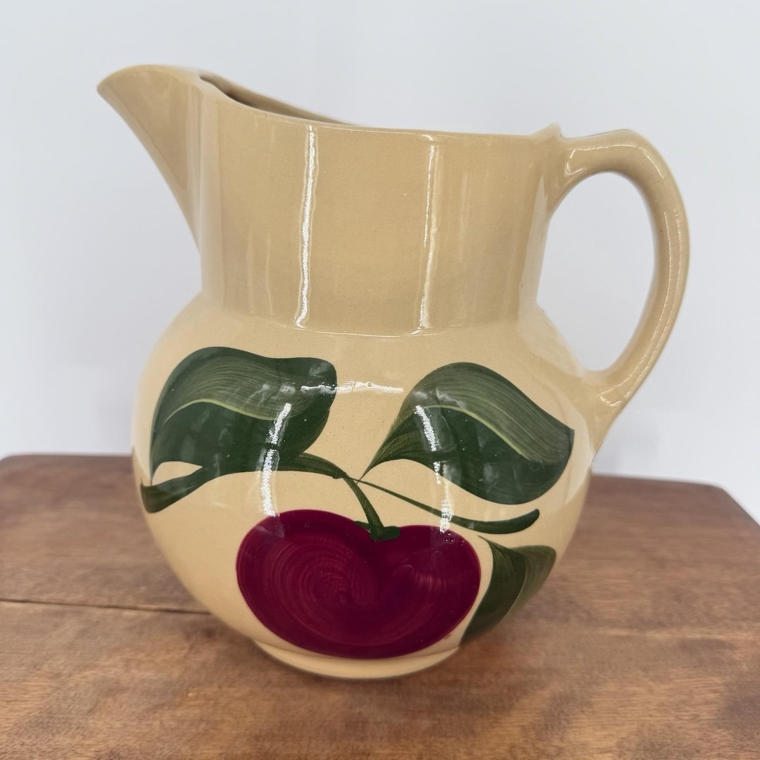 VTG Watt Pottery Apple Pitcher #17 Large 64 Oz Ice Lip Oven Ware USA ...