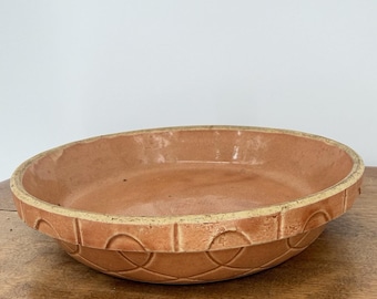 VTG 40s Watt Pottery Oven Ware #8 Open Casserole Bowl Loop Pattern Arches USA
