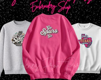 San Antonio Spurs Embroidered Crewneck Sweatshirt | Embroidered Sweatshirt | San Antonio Spurs