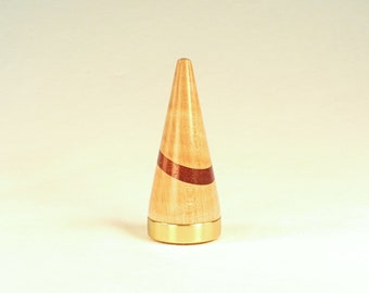 Ring Cone 4, Large Size, Curly Maple Bloodwood Brass 3.5" Tall x 1.5" Dia.