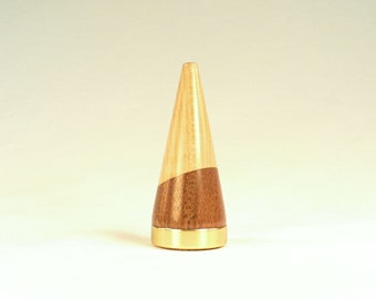 Ring Cone 3, Large Size, Curly Maple Black Walnut Brass 3.5" Tall x 1.5" Dia.