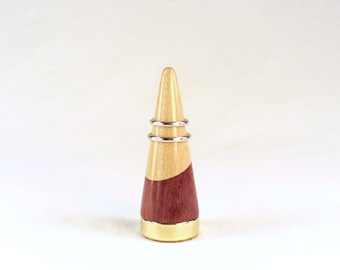 Ring Cone 3, Medium Size, Maple Purpleheart Brass Base 3.4" Tall x 1.25" Dia.