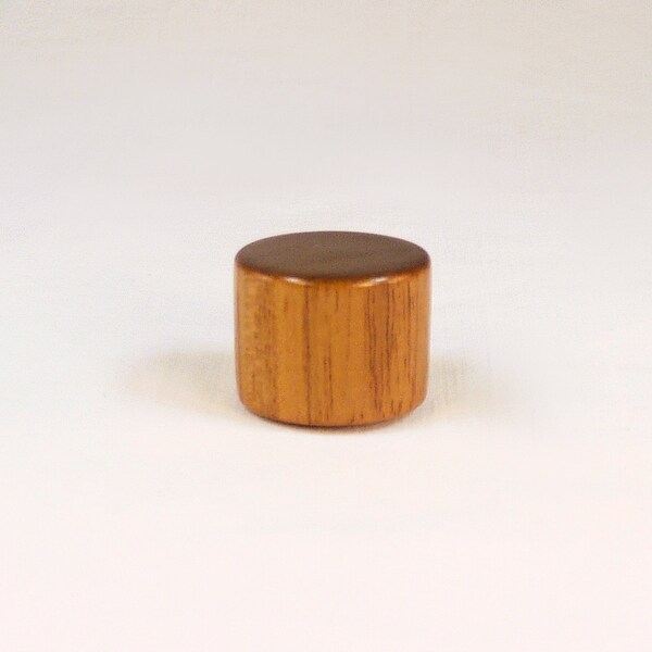 Small Lamp Finial Teak Wood Drum Pattern 10, .75" tall x 1" dia.