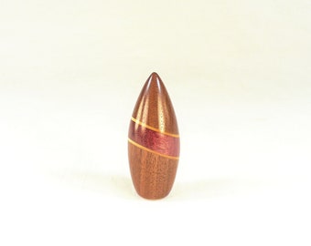 Wood Lamp Finial Striped Black Walnut Purpleheart Birch in Dart Pattern 6, 2.6" Tall x 1.1" Dia.