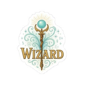 Enchanted Wizard Decal | Spellcaster Sticker for Laptop & Journal | Dungeons and Dragons | Magic User Gift