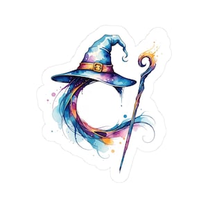 Wizard Hat & Staff Vinyl Sticker: DnD Spellcaster Decal