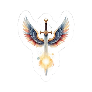 Holy Smite Paladin Sword Sticker - Radiant Wings DnD Vinyl Decal for RPG Players and Fantasy Fans