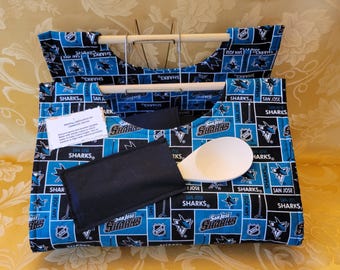 Casserole Carrier, NHL Sharks print, size LARGE