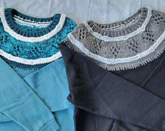 Sweatshirts--knitted yoke with diamond pattern