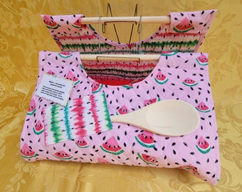 Casserole Carrier, watermelon print quilted fabric