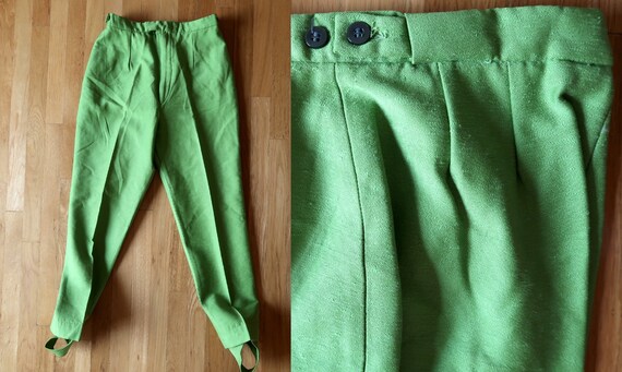 Sustainable Women/'s Clothing Avocado Green High Waist Knit Pants Vintage 90s Lounge Trousers