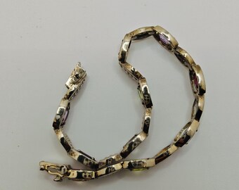 Artisan Sterling Silver multi gemstones tennis bracelet.