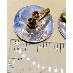 Vintage Taxco Mexico Sterling Silver Abalone Inlay Screw Back Earrings 6.36g image 6