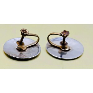 Vintage Taxco Mexico Sterling Silver Abalone Inlay Screw Back Earrings 6.36g image 4