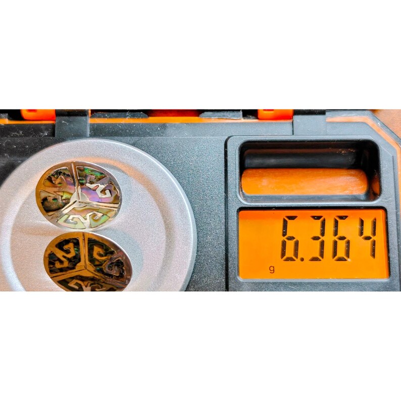 Vintage Taxco Mexico Sterling Silver Abalone Inlay Screw Back Earrings 6.36g image 7