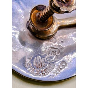 Vintage Taxco Mexico Sterling Silver Abalone Inlay Screw Back Earrings 6.36g image 5
