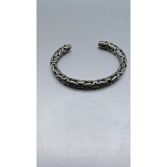 Heavy Sterling Silver Byzantine Kings Braid Cuff Bracelet 60g