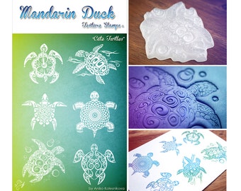 polymer silicone ink INDIAN FLOWERS Mandarin Duck Texture Stamp fabric papercrafts polymer clay