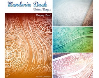 polymer silicone ink INDIAN FLOWERS Mandarin Duck Texture Stamp fabric papercrafts polymer clay