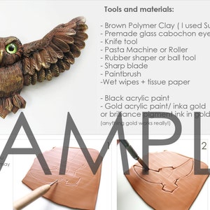 Woodland Owl Polymer clay tutorial Super Sculpey wood imitation technique image 2