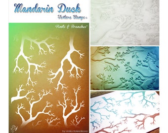 ROOTS & BRANCHES Mandarin Duck Texture Stamp - silicone, polymer, ink, papercrafts, fabric, polymer clay