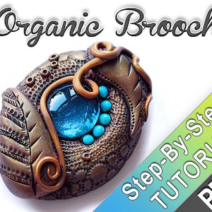 Broche de argila de polímero orgânico - tutorial em PDF - efeito couro - acabamento antigo