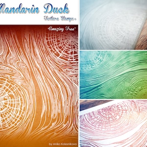 AMAZING TREE Mandarin Duck Texture Stamp - silicone, polymer, ink, papercrafts, fabric, polymer clay