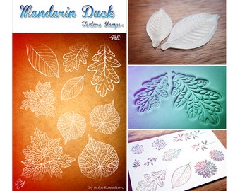 FALL Mandarin Duck Texture Stamp - silicone, polymer, ink, papercrafts, fabric, polymer clay