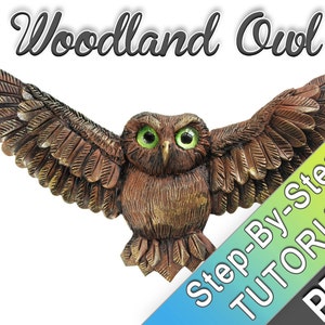 Woodland Owl Polymer clay tutorial Super Sculpey wood imitation technique image 1