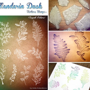 ELEGANT NATURE Mandarin Duck Texture Stamp - silicone, polymer, ink, papercrafts, fabric, polymer clay