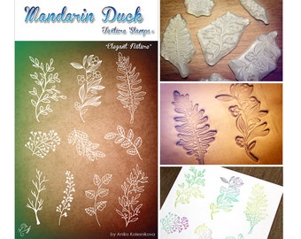 ELEGANT NATURE Mandarin Duck Texture Stamp - silicone, polymer, ink, papercrafts, fabric, polymer clay