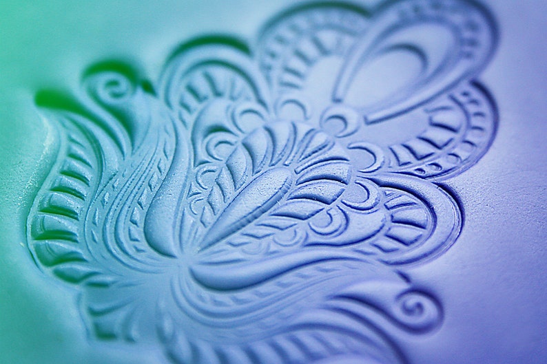 polymer silicone ink INDIAN FLOWERS Mandarin Duck Texture Stamp fabric papercrafts polymer clay