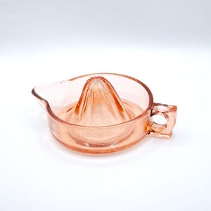 Vintage Large Pink Glass Juicer, Glass Reamer, Cocktail Juicer, Large Fruit Juicer, Pastel Pink Barware, Kitchen Ware, Collectible Glass