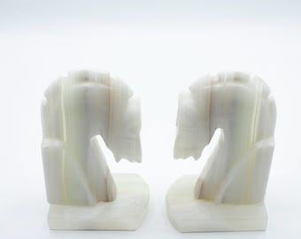 オニキス大理石の馬頭ブックエンド - Etsy 日本
