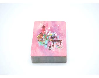 Baraja de cartas Vintage Stardust Casino: diseño de flor de cerezo japonesa, sin usar.