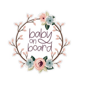 Baby a bordo Corona floreale / File vettoriale SVG