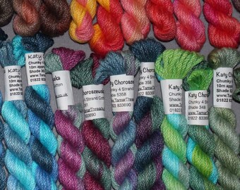 Thick Embroidery Floss, Chunky Weight 4 Strand Cotton Thread for Needlecrafts, Hand Dyed Variegated Colours