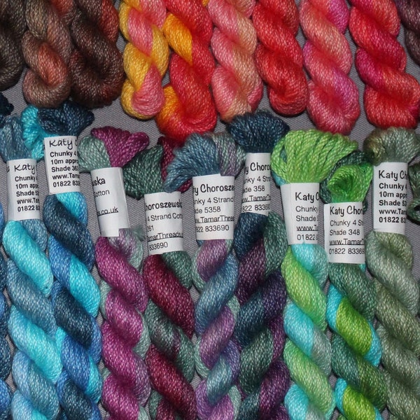 Thick Embroidery Floss, Chunky Weight 4 Strand Cotton Thread for Needlecrafts, Hand Dyed Variegated Colours