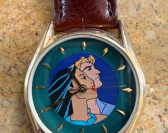 Montre vintage Disney Pocahontas avec équipe d'animation John Smith 1995 Exclusivité de l'équipe d'animation
