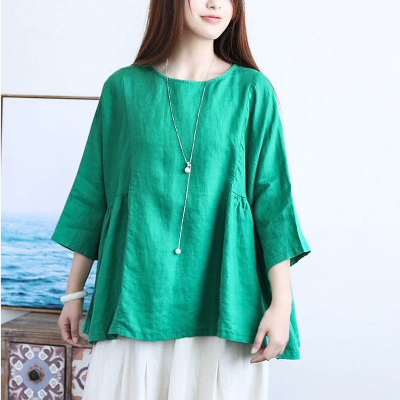 Women Top Women Clothing R Loose Fitting Cotton Shirt Blouse for Women