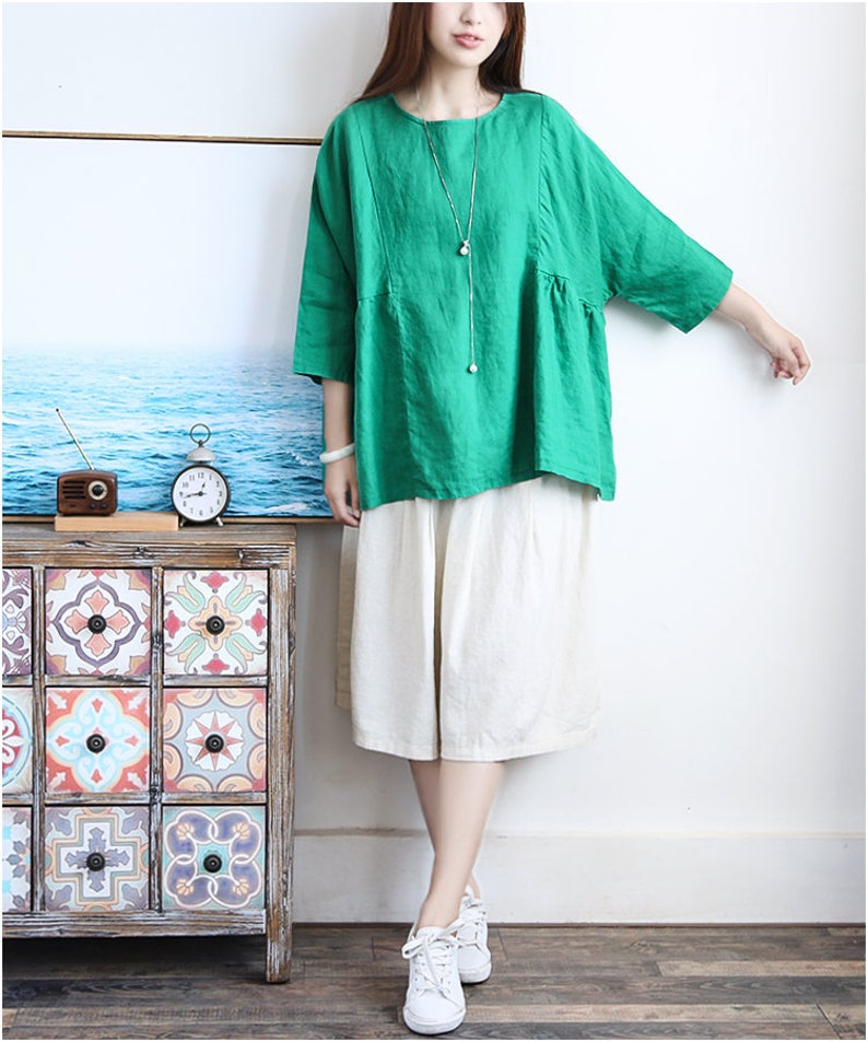 Women Top Women Clothing R Loose Fitting Cotton Shirt Blouse for Women