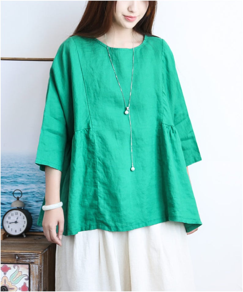 Women Top Women Clothing R Loose Fitting Cotton Shirt Blouse for Women