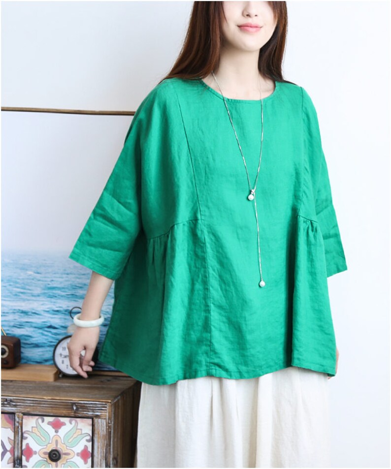 Women Top Women Clothing R Loose Fitting Cotton Shirt Blouse for Women