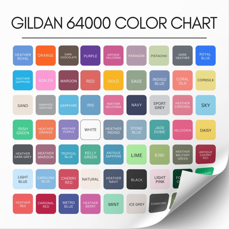 Paragen Color Gildan 64000 Color & Size Chart, Editable Canva Template, G640 Unisex ...
