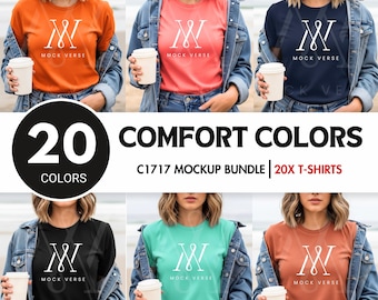 Comfort Colors C1717 Tshirt Summer Mockup Bundle ,Real Model beach T-Shirt Mockup Bundle,1717 Comfort Colors Bundle