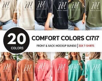 Comfort Colors C1717 Tshirt Front & Back Mockup Bundle,Front or Back View c1717 ,Real Model Mockup bundle,Oversized  Mockups for POD Sellers