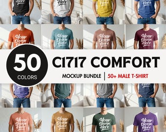 Herrmodellpaket med Comfort Colors C1717 T-shirt, Comfort Colors 1717 modellpaket, Modellpaket med riktig manlig modell (digital nedladdning)