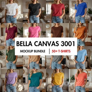 50+ Colors Bella Canvas 3001 Mockups, TShirt Mockup Bundle, 3001 Bella Canvas Bundle, POD Mockup