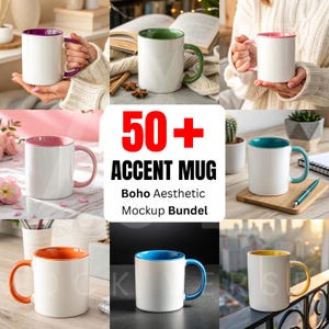 Plus de 50 maquettes de tasses décoratives, maquette de tasse bohème, maquette de tasse esthétique, tasse blanche, maquette jaune rose violet bleu noir marine orange rouge 11 oz