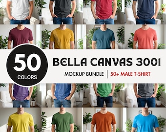 Men's 50+ Colors Bella Canvas 3001 Mockup Bundle, bella canvas 3001 mockup men , Bella Canvas 3001 Mockup bundle